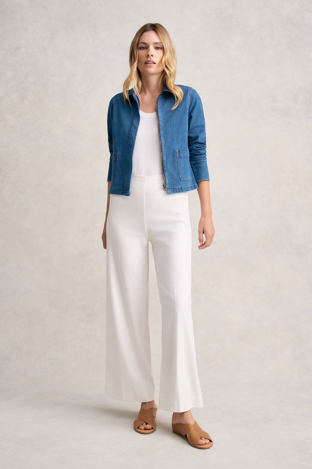 Cropped Denim Jacket - Denim Denim