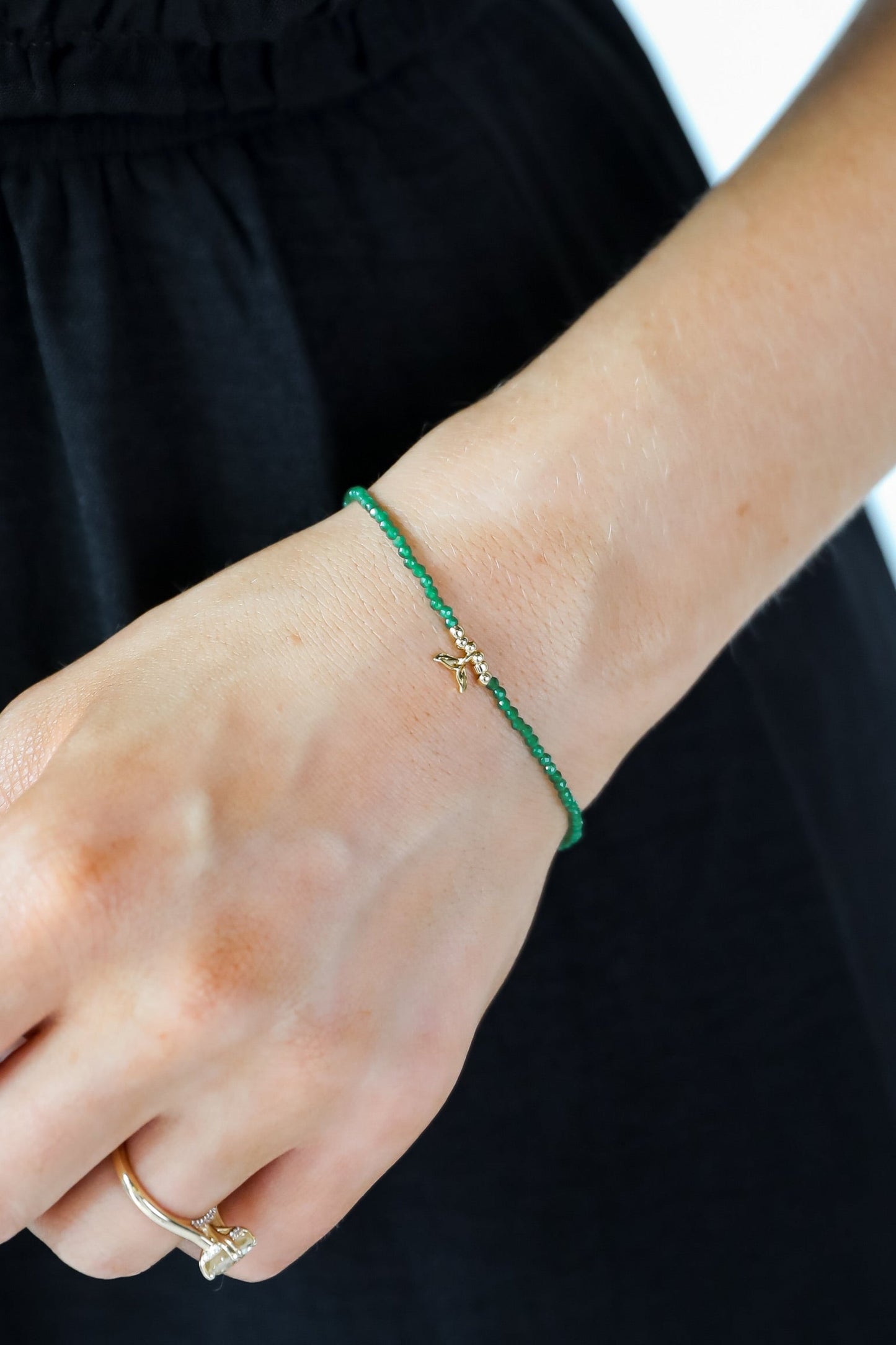 Gemma Green Tail Beaded Bracelet