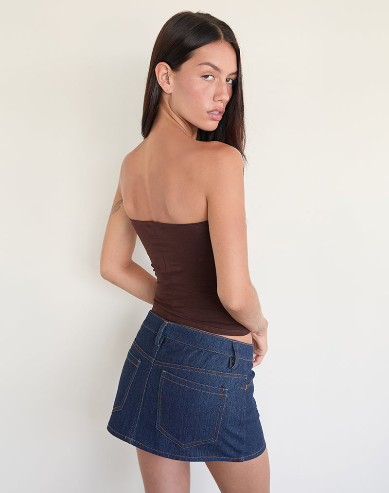 Shaelo Bandeau Top in Bitter Chocolate Yellow Hibiscus