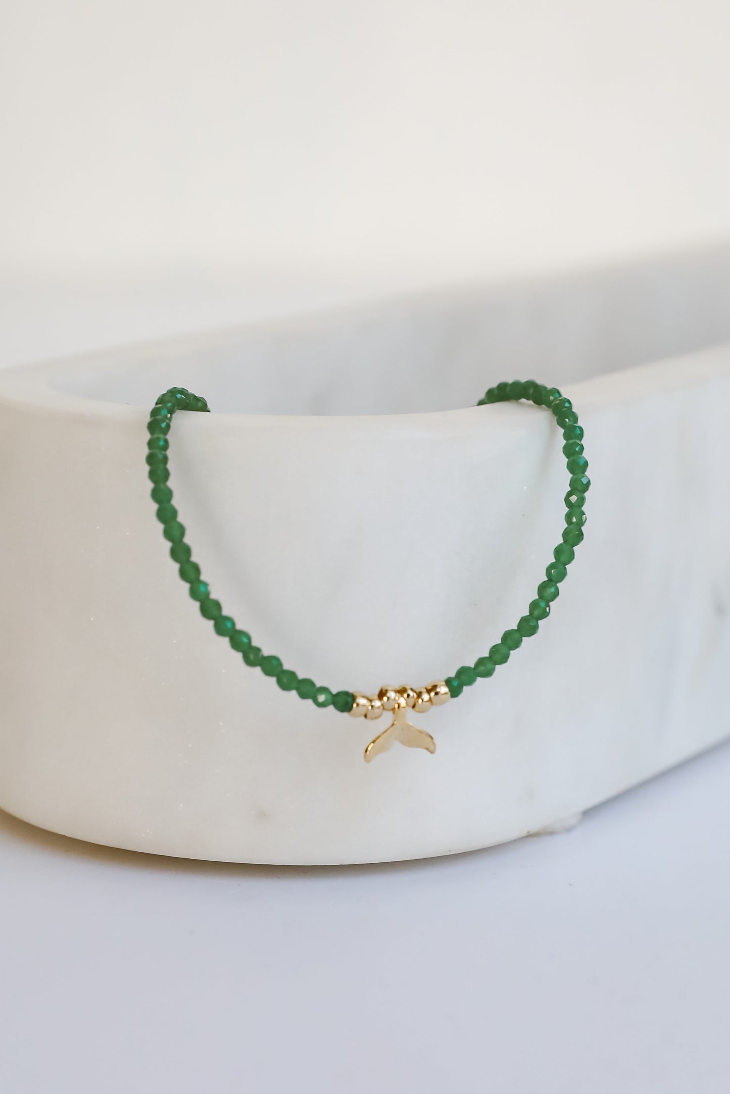 Gemma Green Tail Beaded Bracelet