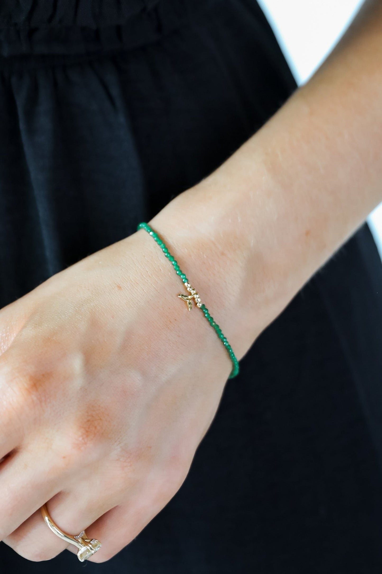 Gemma Green Tail Beaded Bracelet