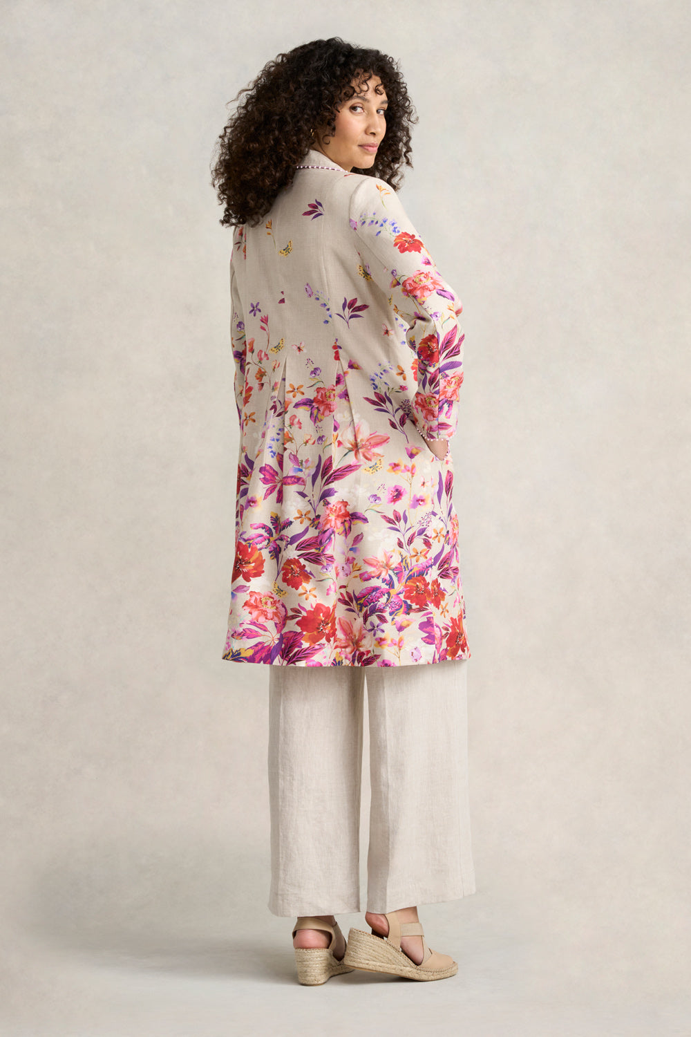 Floral Printed Coat - Floral Cross-Dye