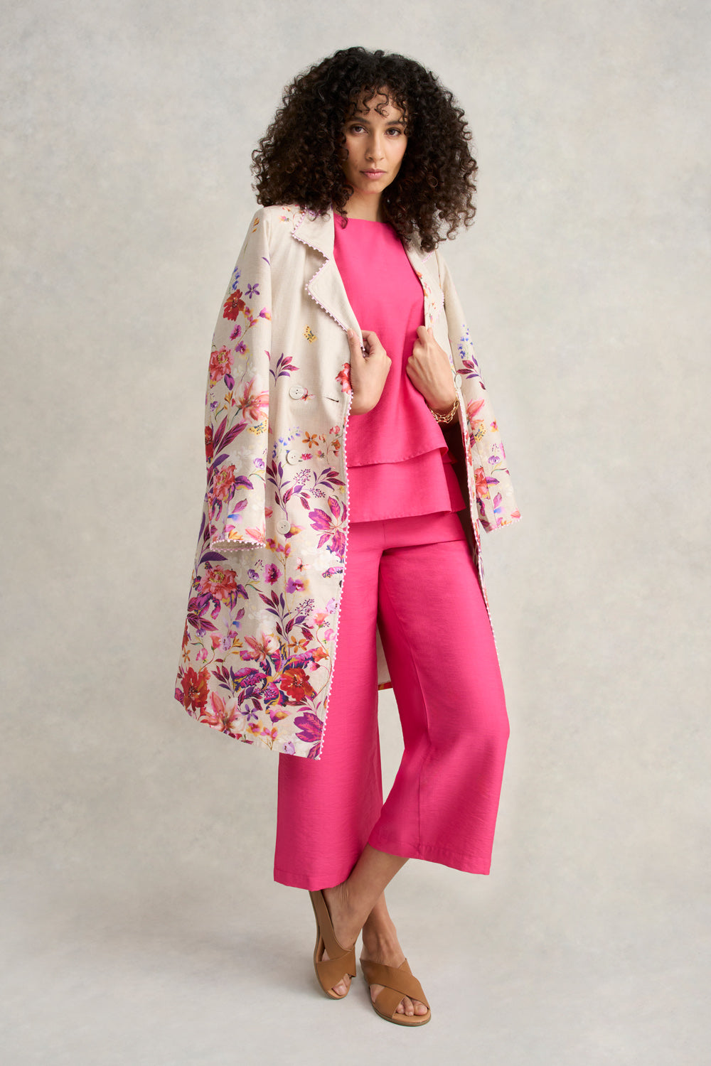 Floral Printed Coat - Floral Cross-Dye