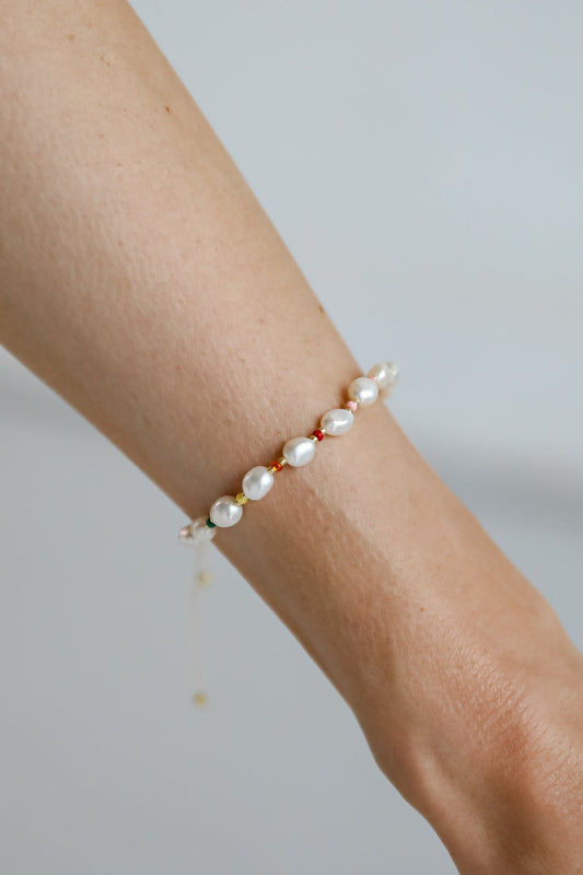 Amber White Pearl Bracelet