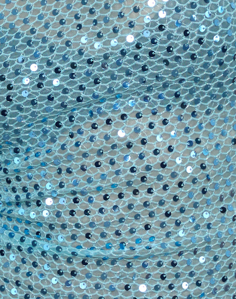 Dudley Vest Top in Sequin Knit Blue