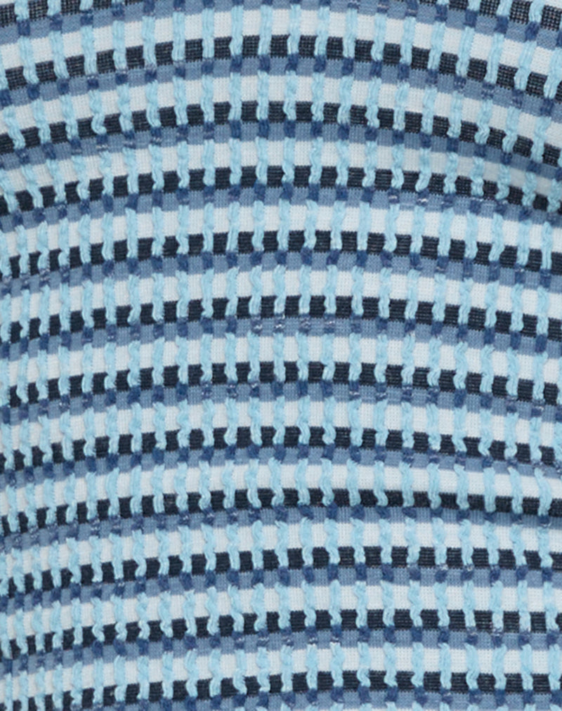 Jules Top in Tonal Stripe Blue Textured Rib