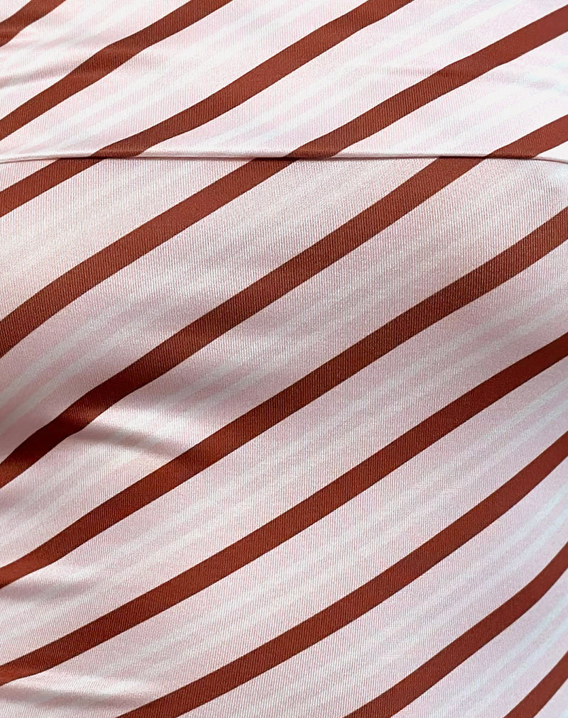 Sarla One Shoulder Top in Diagonal Stripe Pink