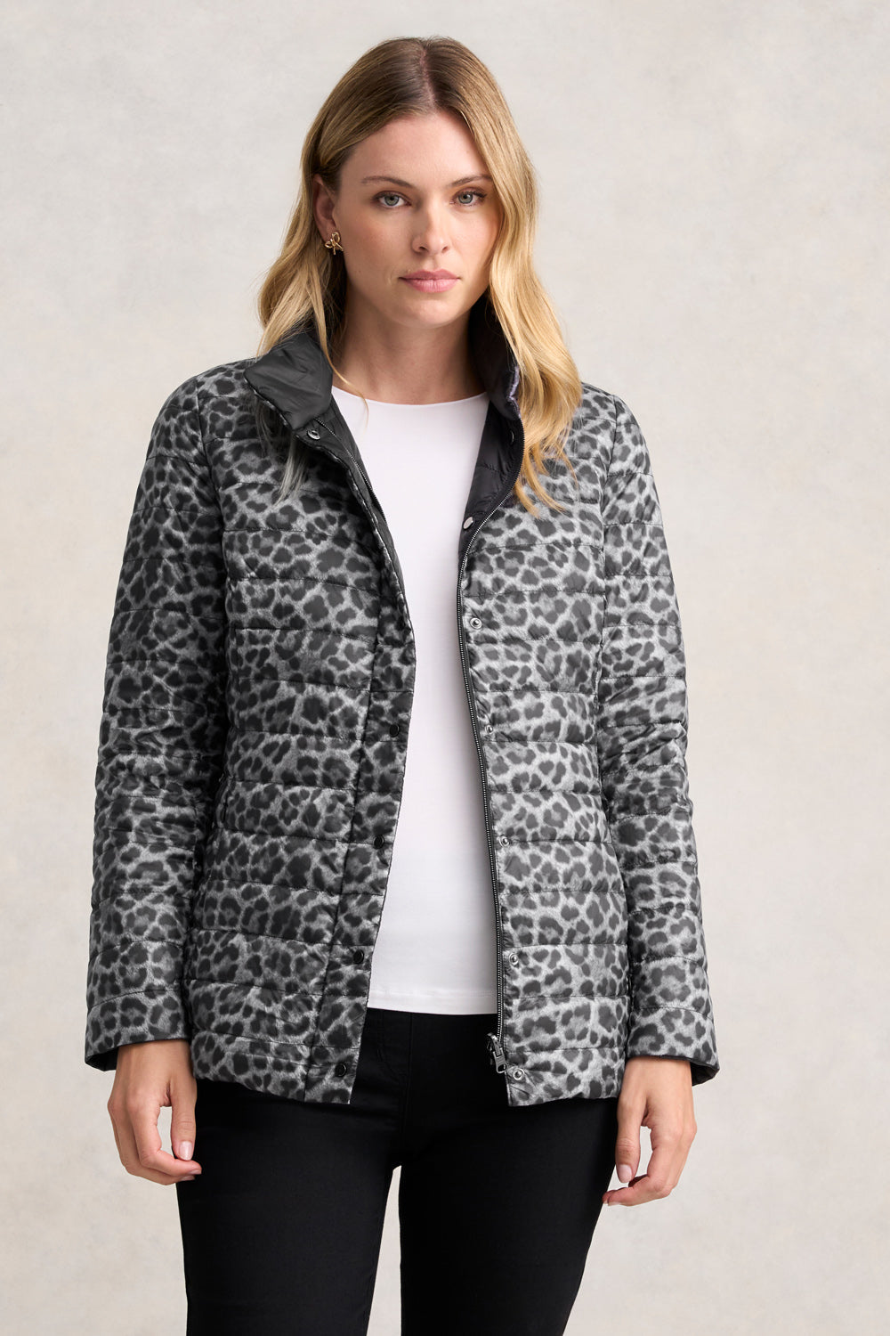 Reversible Puffer Jacket - Black Leopard