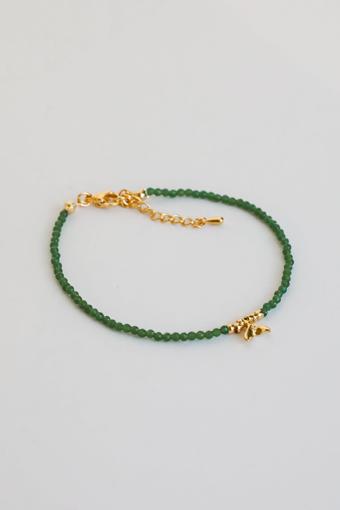 Gemma Green Tail Beaded Bracelet