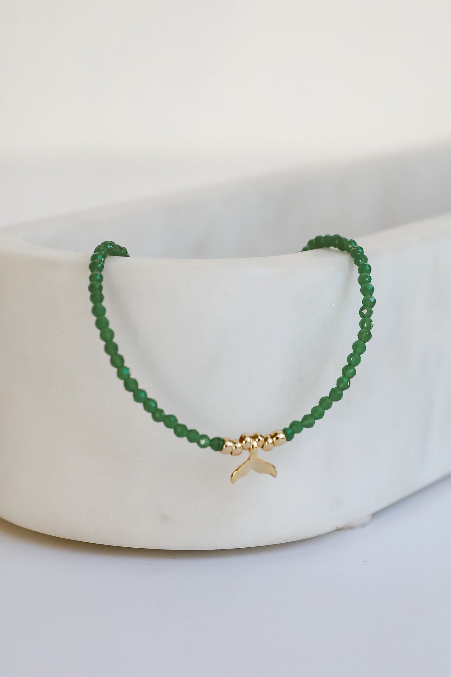 Gemma Green Tail Beaded Bracelet