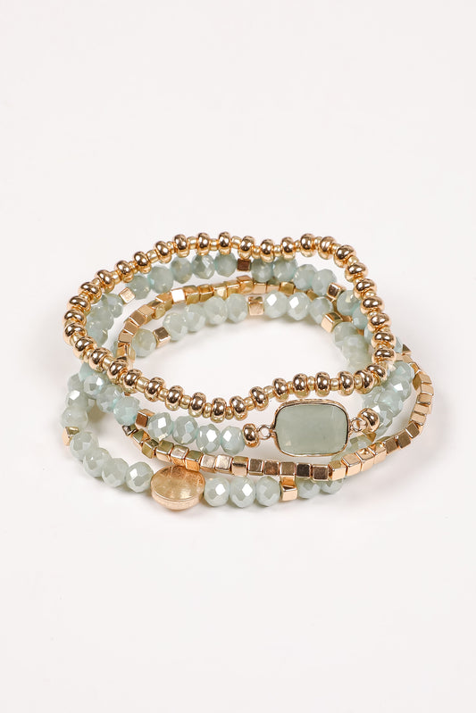 Emily Mint Beaded Bracelet Set